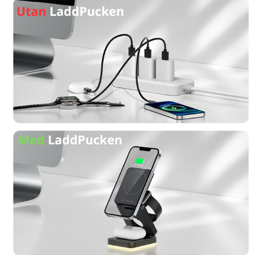 Laddpucken - 3-i-1  Hopfällbar Trådlös Laddare